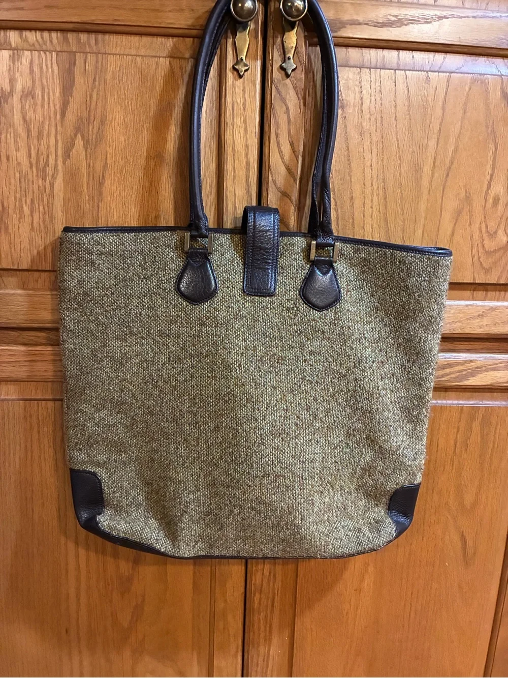 Vintage J Crew Herringbone Tweed Uptown Tote Bag